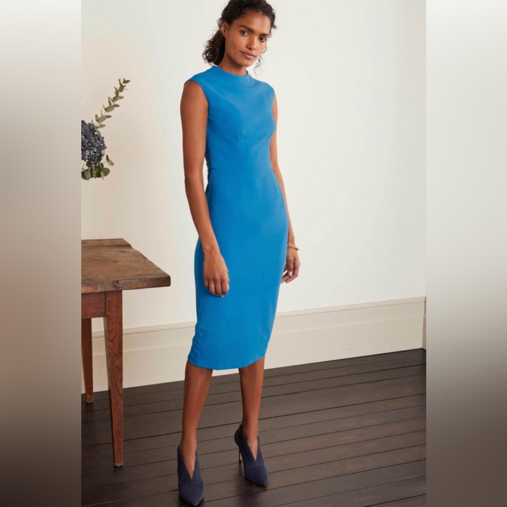 Boden Anna ottoman ribbed dress in moroccan blue US 6 EUC